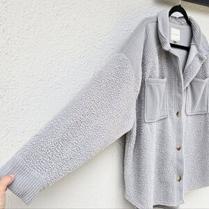 American Eagle Outfitters Gray Sherpa Jacket